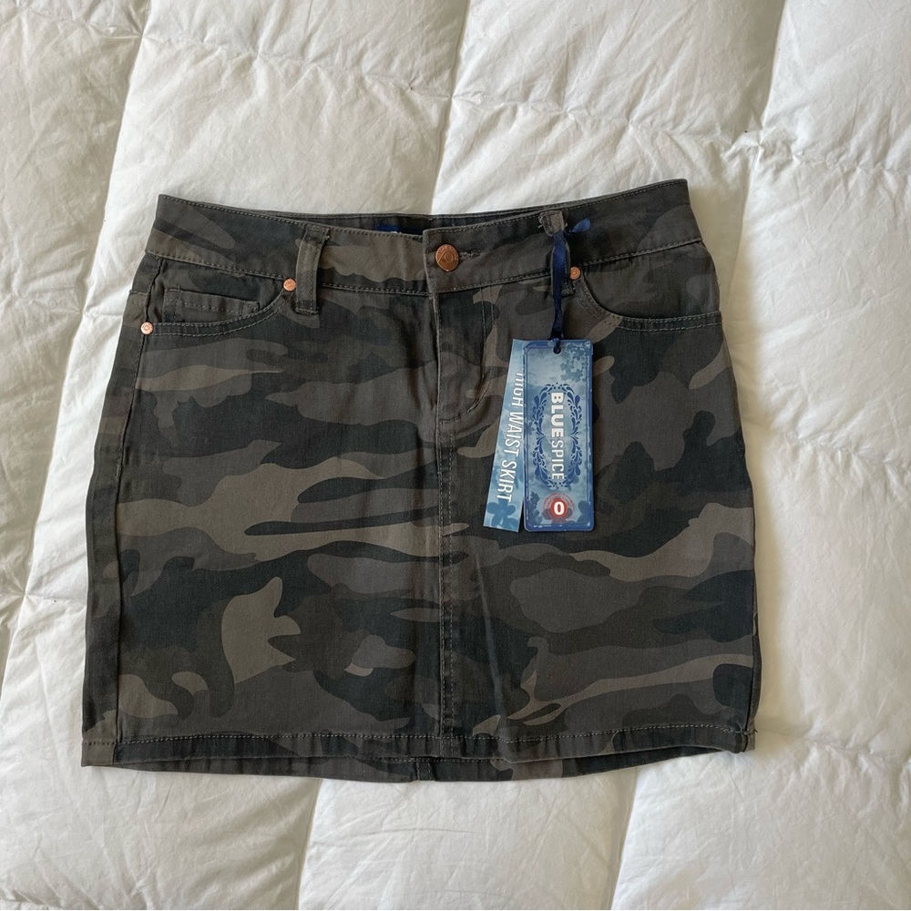 Blue Spice Camouflage Mini Skirt